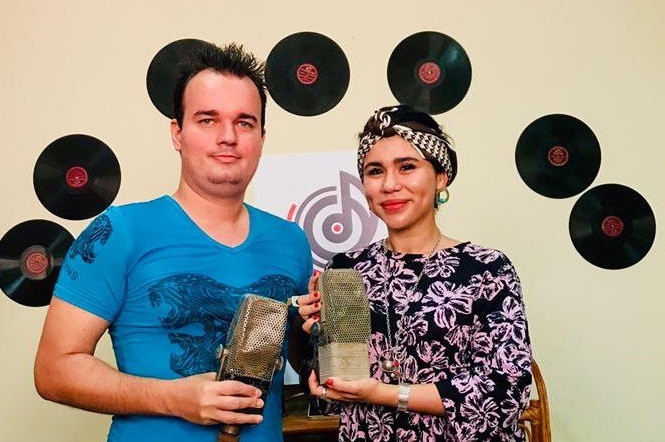 Con Claudio Rodríguez en Radio Cadena Habana